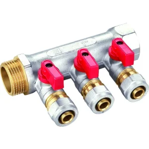Distribuitor 3/4"+rac.pexal 16 -2 cai-rosu EVP
