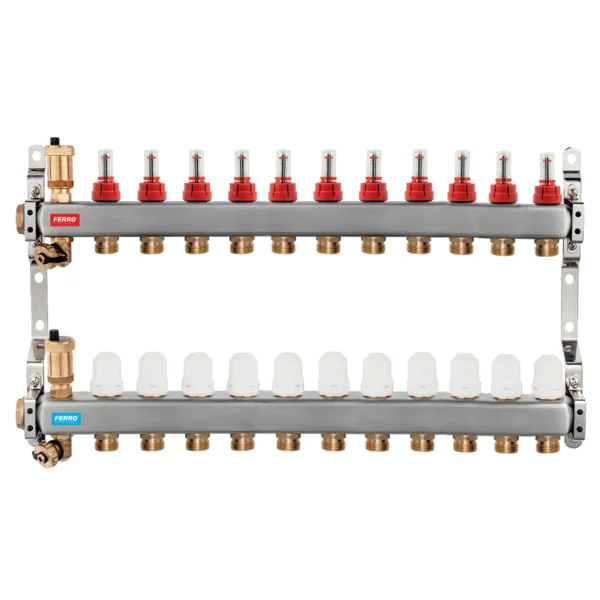 Distr./col. 1"  inox  11 cai cu debitm. pt. inc. pard. fara rac. FERRO-image0