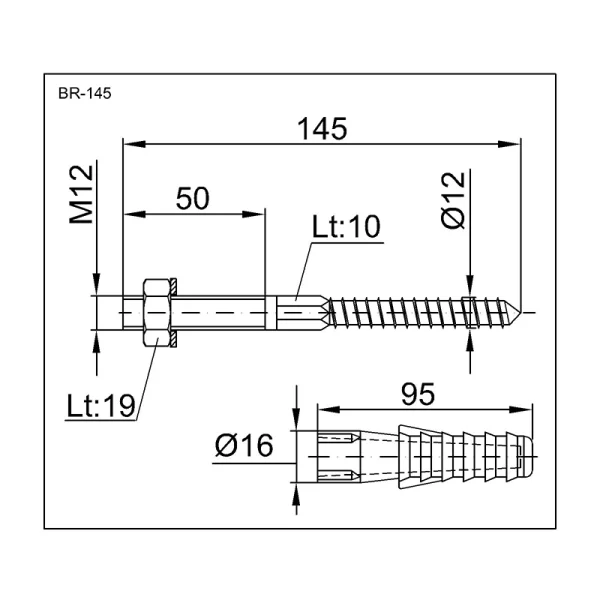 Set fixare boiler 12 x 145 mm→BR-145-image1